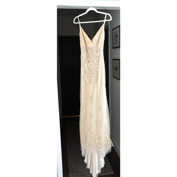 Collette Dinnigan Wedding Gown Small Ivory Beaded Sequin Bridal Dress Y2K VTG - Picture 1 of 16